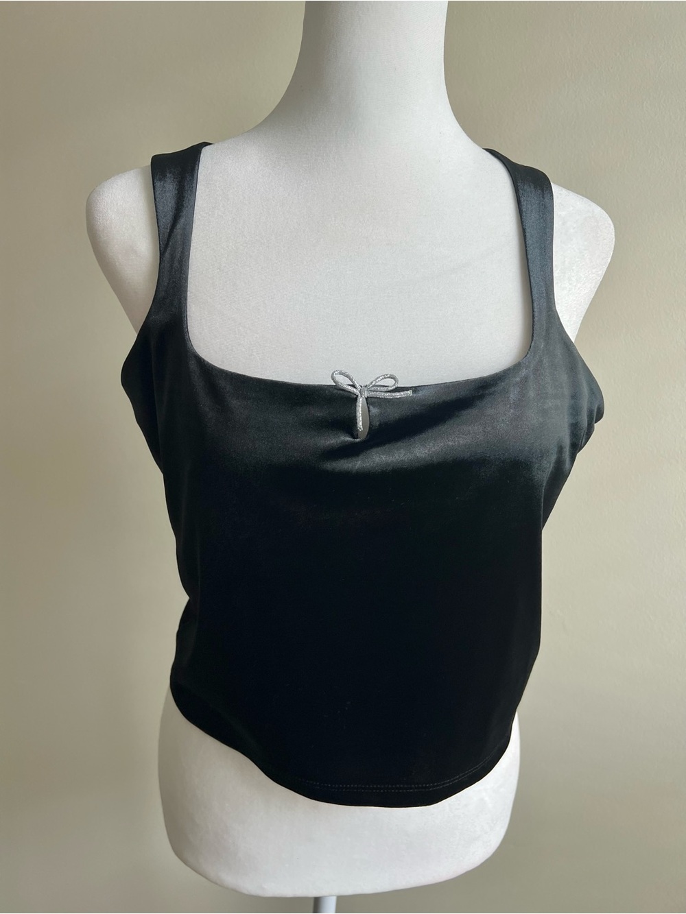 Romantic Witchy Whimsigoth Velour Black Tank Top Medium NWT